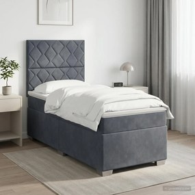 vidaXL Κρεβάτι box spring με στρώμα Σκούρο Γκρι 80 x 200 cm Βελούδο