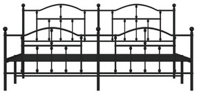 Πλαίσιο Κρεβατιού με Κεφαλάρι&amp;Ποδαρικό Μαύρο 193x20 εκ. Μέταλλο - Μαύρο