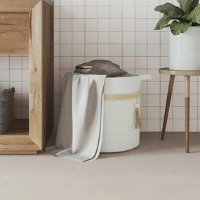 vidaXL Καλάθι Αποθήκευσης Λευκό Ø38 x 36 εκ. Βαμβακερό