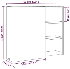 Καθρέφτης Μπάνιου με Ντουλάπι &amp; LED Λευκό 60 x 13 x 52 εκ. - Λευκό