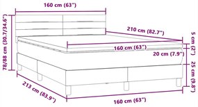 Κρεβάτι Boxspring με Στρώμα Ροζ 160x210 εκ. Βελούδινο - Ροζ