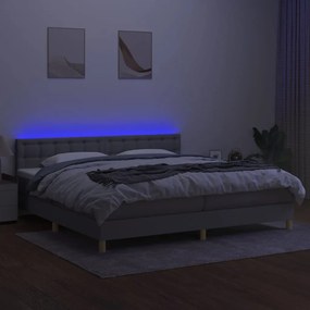 ΚΡΕΒΑΤΙ BOXSPRING ΜΕ ΣΤΡΩΜΑ &amp; LED ΑΝ.ΓΚΡΙ 200X200ΕΚ. ΥΦΑΣΜΑΤΙΝΟ 3134061