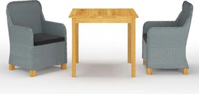 vidaXL Σετ Τραπεζαρίας Κήπου 3 Τεμαχίων Ανοιχτό Γκρι