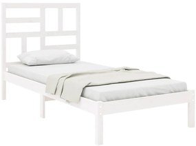 vidaXL Πλαίσιο Κρεβατιού Λευκό 90 x 190 εκ. Μασίφ Ξύλο Single