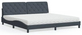 vidaXL Κρεβάτι με Στρώμα Σκούρο Γκρι 200x200 εκ. Βελούδινο