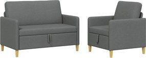 vidaXL Σαλονάκι Σετ Με Αποθηκευτικό Χώρο 2 pcs Σκούρο Γκρι Πολυεστέρας