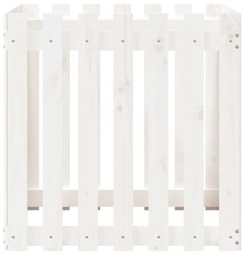 Ζαρντινιέρα με Σχέδιο Φράχτη Λευκή 70 x 70 x 70 εκ. Μασίφ Πεύκο - Λευκό