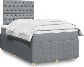 vidaXL Κρεβάτι Boxspring με Στρώμα Ανοιχτό Γκρι 120x200 εκ. Υφασμάτινο