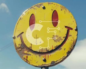 Intra Συλλεκτικό Ξύλινο Παζλ Plywood  4mm - Κίτρινο χαμογελαστό σημάδι στον ασφαλτόδρομο Σε Ξύλινο Κουτί - Διαστάσεις Puzzle: 10x10 cm – 25 κομμάτια