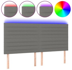 vidaXL Κεφαλάρι Κρεβατιού LED Σκούρο Γκρι 200x5x118/128εκ. Υφασμάτινο