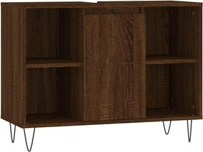 vidaXL Ντουλάπι Μπάνιου Καφέ Δρυς 80 x 33 x 60 εκ. Επεξεργασμένο Ξύλο