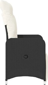 vidaXL Πολυθρόνες Κήπου Ανακλ/νες 2 τεμ. Μαύρες Συνθ. Ρατάν+Μαξιλάρια