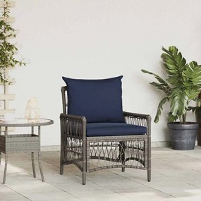 vidaXL Πολυθρόνα Κήπου με Μαξιλάρια Γκρι 60x70x78 εκ. Πολυρατάν