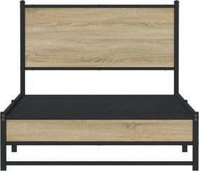 vidaXL Σκελετός Κρεβ. Χωρίς Στρώμα Sonoma Δρυς 100x200 εκ. Μεταλλικό