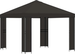 vidaXL Κιόσκι 3 x 3 m Ανθρακί Πολυεστέρας και Χάλυβας 190 gsm