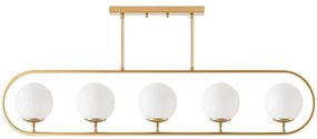 Φωτιστικό Οροφής - Ράγα Jewel 942FLG1144 122x15x49cm 5xE14 15W Gold-White Opviq