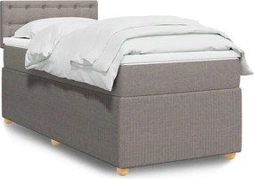 vidaXL Κρεβάτι Boxspring με Στρώμα Taupe 90x200 εκ. Υφασμάτινο