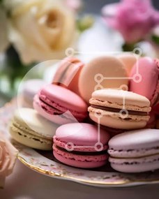 Σετ των 2 Intra Συλλεκτικό Ξύλινο Παζλ Plywood  4mm - Πολύχρωμα αμυγδαλωτά και τριαντάφυλλα πιάτο Σε Ξύλινο Κουτί - Διαστάσεις: 10x10 cm – 25 κομμάτια