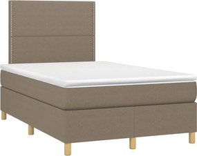 vidaXL Κρεβάτι Boxspring με Στρώμα Taupe 120x200 εκ. Υφασμάτινο