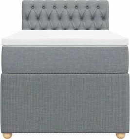 vidaXL Κρεβάτι Boxspring με Στρώμα Ανοιχτό Γκρι 90x190 εκ. Υφασμάτινο