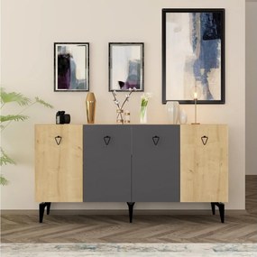 Stewehome Μπουφές Σαφίρ Δρυς Ανθρακί 150x40x79 cm