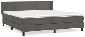 Κρεβάτι Boxspring με Στρώμα Σκούρο Γκρι 180x200 εκ. Βελούδινο - Γκρι