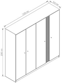 Τετράφυλλη Ντουλάπα Ρούχων ANTERRIO Light Artwood/Anthracite 220x54x208