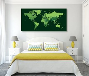 Εικόνα σε φελλό λεπτομερής παγκόσμιος χάρτης σε πράσινο χρώμα - 100x50  place