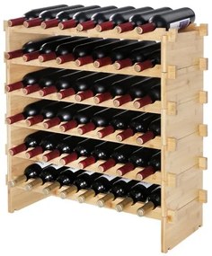 VEVOR 48 Bottle Stackable Modular Wine Rack Bamboo Wood Display Shelf 6-Tier