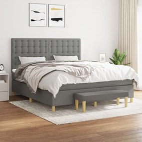 vidaXL Κρεβάτι Boxspring με Στρώμα Σκούρο Γκρι 160x200 εκ Υφασμάτινο