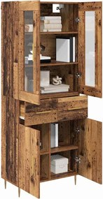 vidaXL Highboard με συρτάρι 2 pcs Παλιό ξύλο Επεξεργασμένο ξύλο