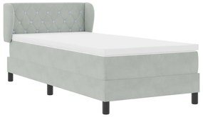 vidaXL Κρεβάτι με Στρώμα Light Grey 90x200 cm από Βελούδο