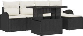vidaXL Σετ Καναπέ Κήπου με μαξιλάρι 6 pcs Μαύρο Πολυ ράταν