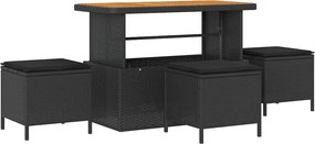 vidaXL Σετ Καναπέ Κήπου με μαξιλάρι 10 pcs Μαύρο Πολυ ράταν