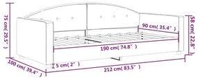 Καναπές Κρεβάτι Ανοιχτό Γκρι 90 x 190 εκ. Βελούδινος - Γκρι