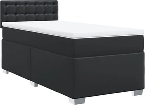 vidaXL Κρεβάτι Boxspring με Στρώμα Μαύρο 90x190εκ. από Συνθετικό Δέρμα