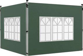 Σετ 2 πλαϊνά για κιόσκι 3x3/3x4 m, πλαϊνός τοίχος με παράθυρο, αδιάβροχο πράσινο