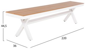 ΠΑΓΚΑΚΙ ΑΛΟΥΜΙΝΙΟΥ TAWNEE HM6040.02 ΛΕΥΚΟ-POLYWOOD ΚΑΘΙΣΜΑ ΦΥΣΙΚΟ 220x36x44,5Υεκ. (1 Τεμμάχια)