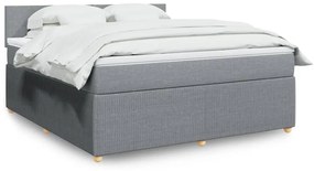 Κρεβάτι Boxspring με Στρώμα Ανοιχτό Γκρι 180x200 εκ. Υφασμάτινο - Γκρι