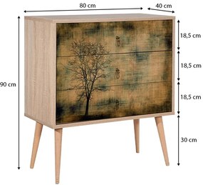 Συρταρτιέρα Soho Megapap από μελαμίνη χρώμα sonoma 80x40x90εκ.