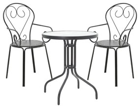 Σετ Κήπου Τραπεζαρία Watson - Monasty 3 τεμ Μεταλλικό Μαύρο 60x60x70 εκ.