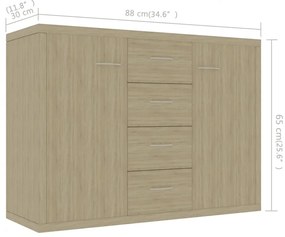 vidaXL Μπουφές Sonoma Δρυς 88 x 30 x 65 εκ. από Επεξ. Ξύλο