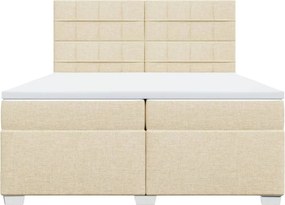 vidaXL Κρεβάτι Boxspring με Στρώμα Κρεμ 200x200 εκ. Υφασμάτινο