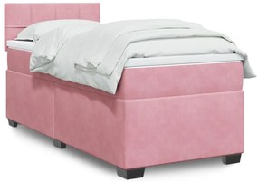 Κρεβάτι Boxspring με Στρώμα Ροζ 90x190 εκ. Βελούδινο