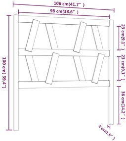 vidaXL Κεφαλάρι Κρεβατιού Γκρι 106 x 4 x 100 εκ. από Μασίφ Ξύλο Πεύκου