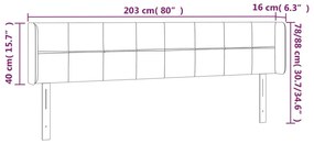 Κεφαλάρι Κρεβατιού LED Μπλε 203x16x78/88 εκ. Υφασμάτινο 3123264