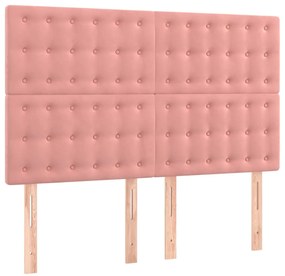 vidaXL Κρεβάτι Boxspring με Στρώμα Ροζ 140x200 εκ. Βελούδινο