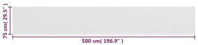 vidaXL Διαχωριστικό Βεράντας Λευκό 75 x 500 εκ. από HDPE