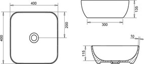 Tema Por040 Black Matt 40x40 - Επιτραπέζιος νιπτήρας