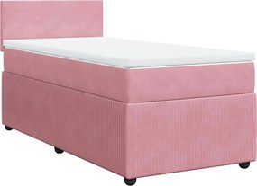 vidaXL Κρεβάτι Boxspring με Στρώμα Ροζ 100x200 εκ. Βελούδινο